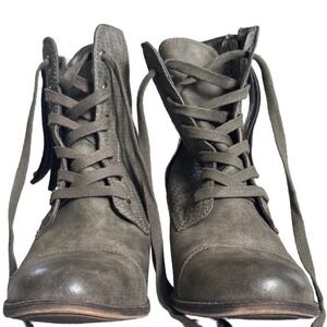 Roxy Lulila Grey Woven Vegan Leather Lace Up Zip Steampunk Boots Dark Fairy 10